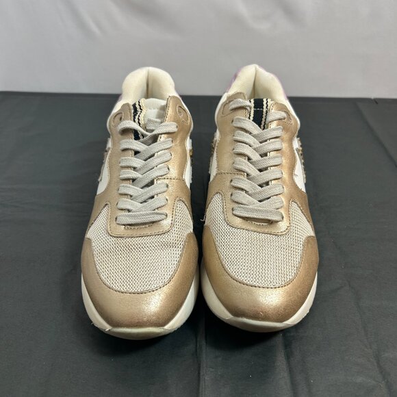 Shu Shop Patricia sneakers in a light gold color with a leopard print star 7.5 - Picture 2 of 7